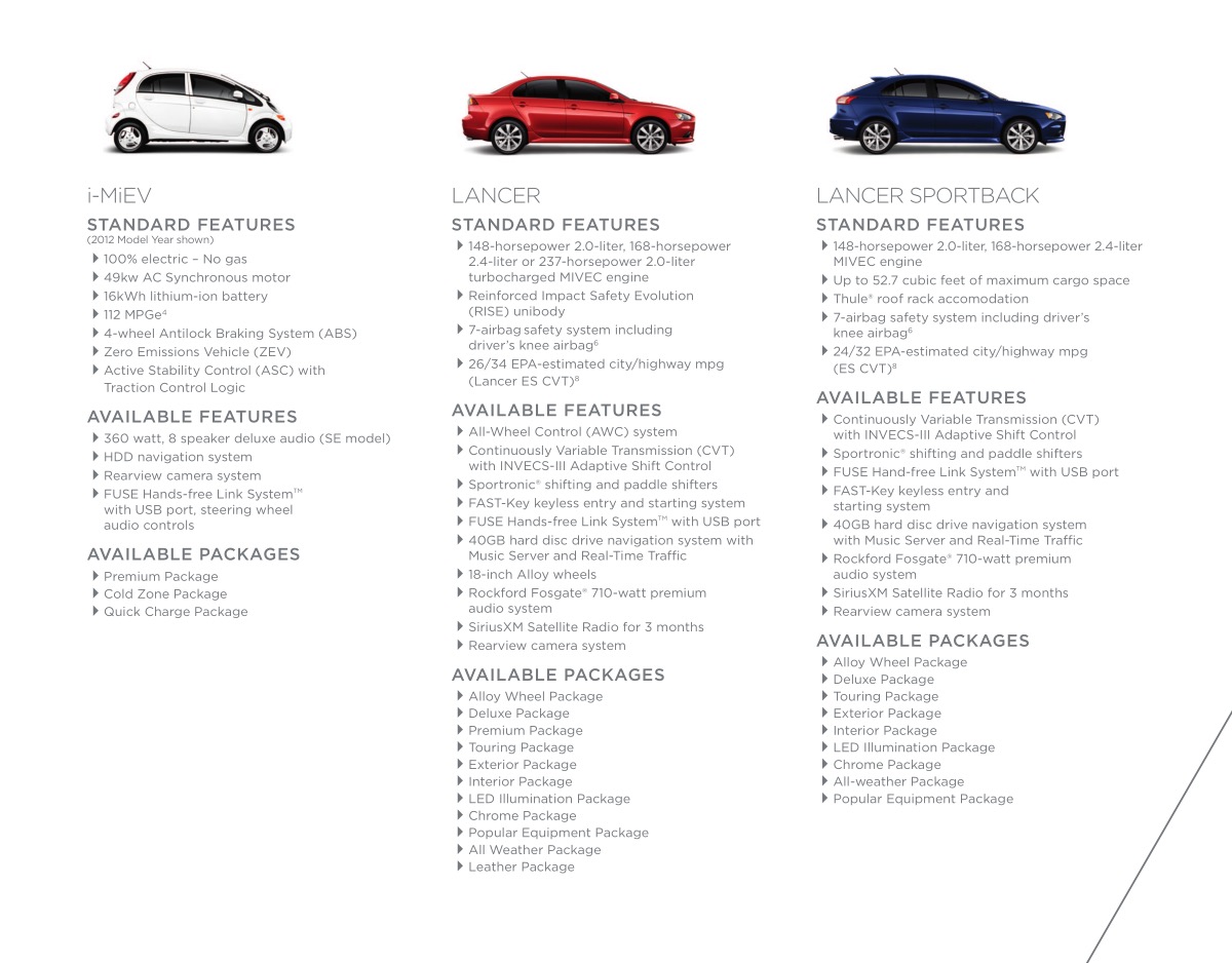 2013 Mitsubishi Full Line Brochure Page 8